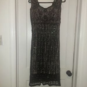 Handmade Gown with Hand Embroidered Beaded Flowers